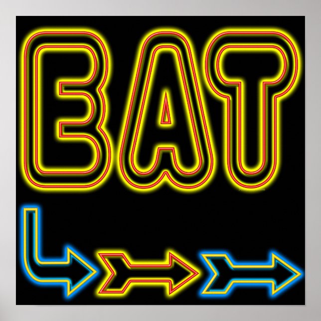 Póster Eat Retro Neon Rótulo Art (Frente)