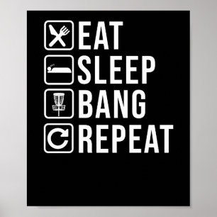 Póster Eat Sleep Bang Repeat Disk Golf Frisbee