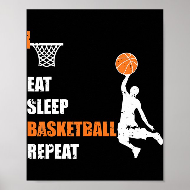 Póster Eat Sleep Basketball Repeat  Basketball Boys and G (Frente)