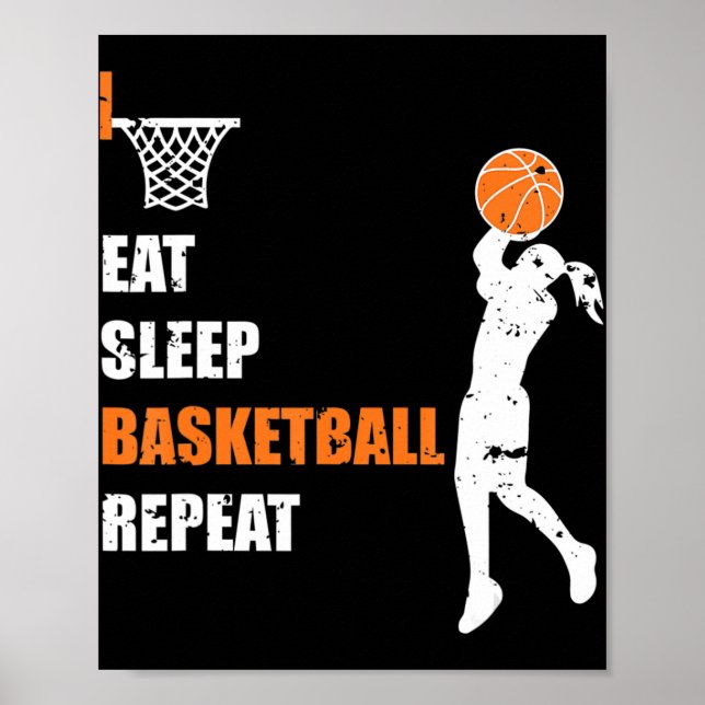 Póster Eat Sleep Basketball Repeat Chicas Basketball Play (Frente)