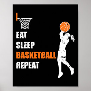 Póster Eat Sleep Basketball Repetir Chicas Baloncesto Jug