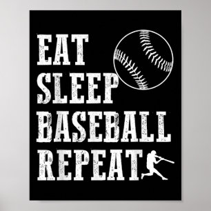 Póster Eat Sleep Béisbol Repetir Batter Life Srts Hustle