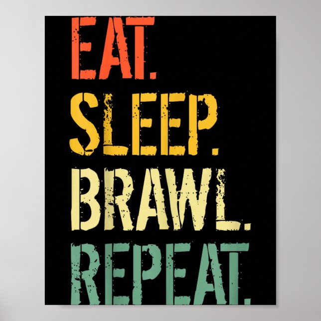 Póster Eat Sleep Brawl Repeat Stars Funny Video Gamer Gam (Frente)