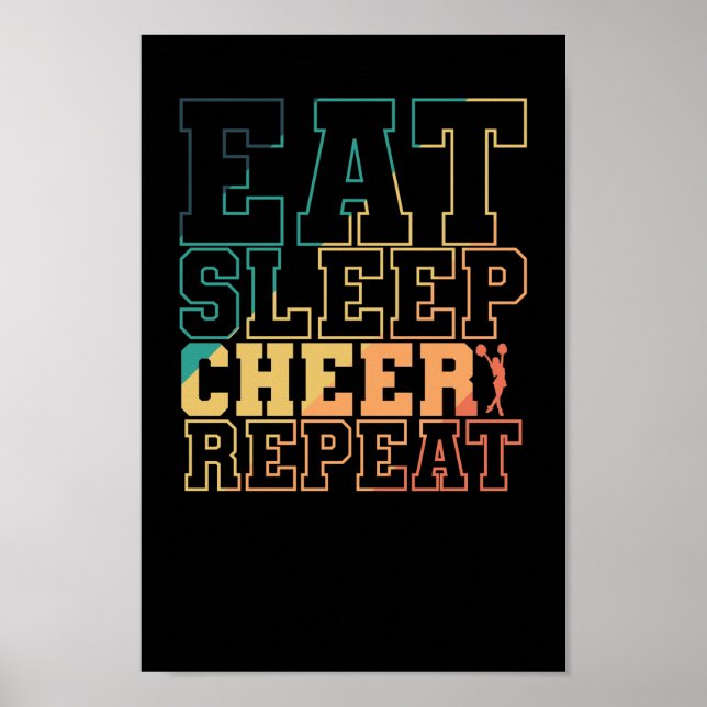 Póster Eat Sleep Cheer Repeat Cheerleader Sport turnen (Frente)
