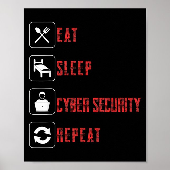 Póster Eat Sleep Cyber Security Repetir Hacker Ético (Frente)