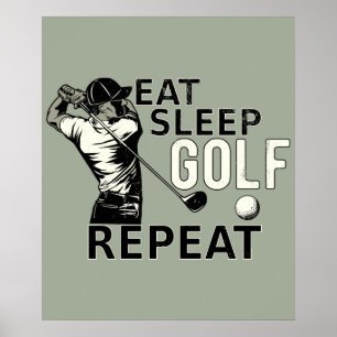 Póster Eat Sleep Golf Repeat Funny Gift for Golfers