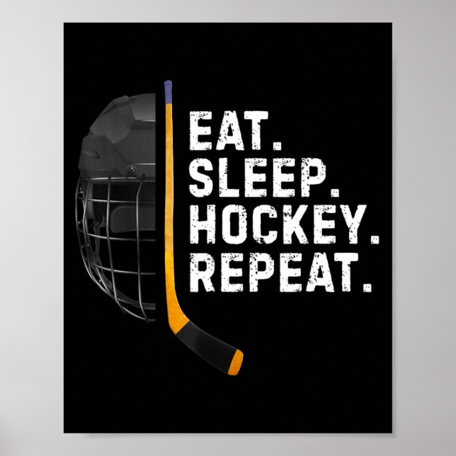 Póster Eat Sleep Hockey Repea Funny Cool Hockey Player  (Frente)