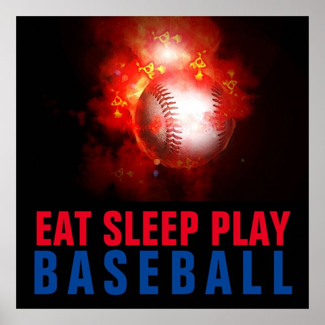 Póster Eat Sleep Play Baseball (Frente)
