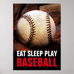 Póster Eat Sleep Play Baseball Motivation