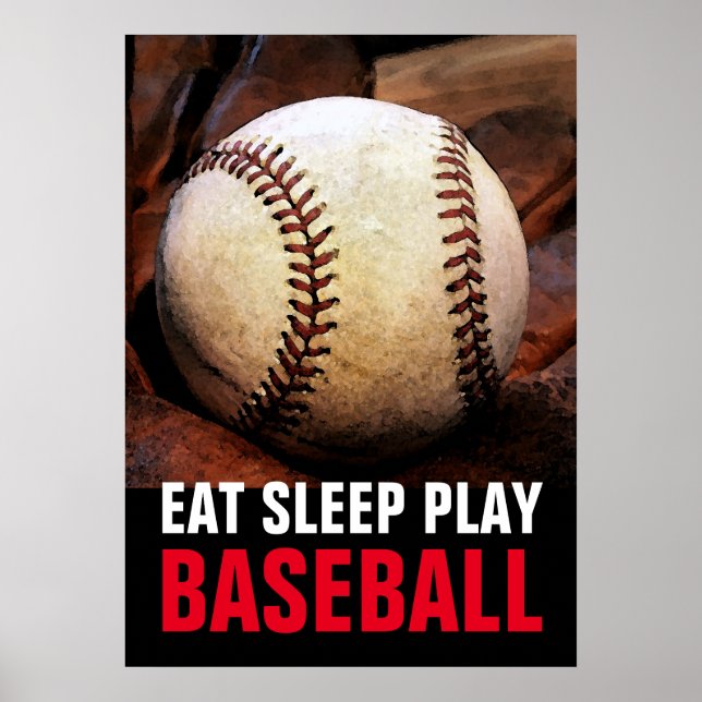 Póster Eat Sleep Play Baseball Motivation (Frente)