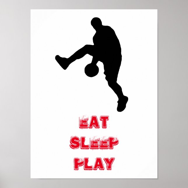 Póster Eat Sleep Play Basketball Player Silhouette (Frente)