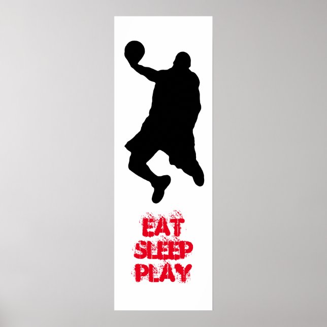 Póster Eat Sleep Play Basketball Player Silhouette Poster (Frente)