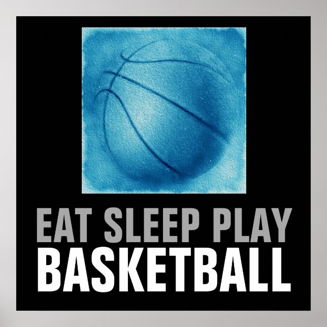Póster Eat Sleep Play Blue Basketball Artístico (Frente)