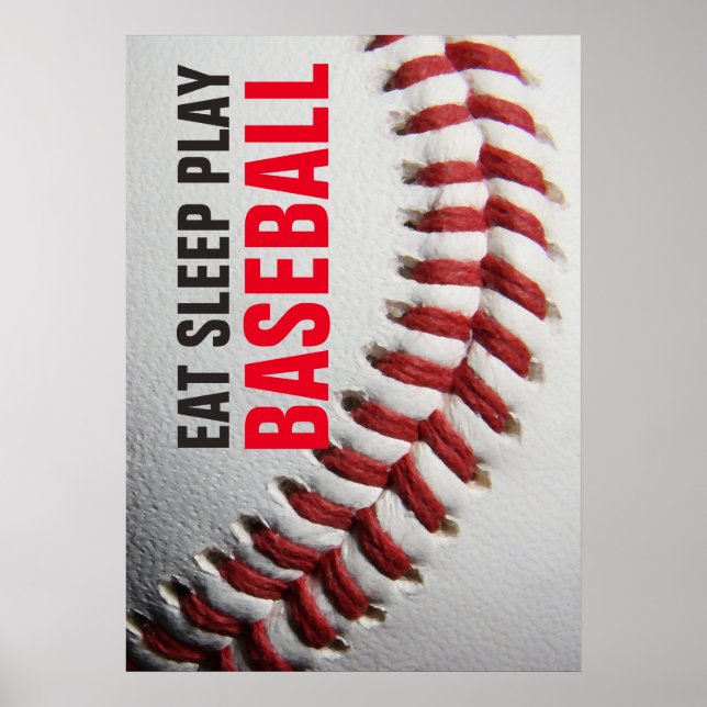 Póster Eat Sleep Play Close-up Baseball (Frente)