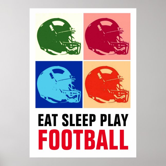 Póster Eat Sleep Play Football Pop Art (Frente)