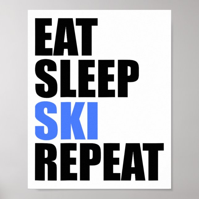 Póster Eat Sleep Ski Repeat Winter Mountains Skidge Lodge (Frente)