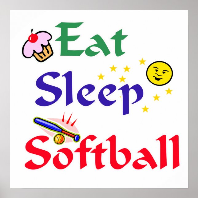 Póster Eat Sleep Sofball (Frente)