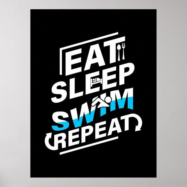 Póster Eat Sleep Swim (Frente)