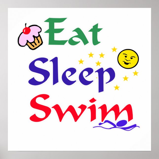 Póster Eat Sleep Swim (Frente)