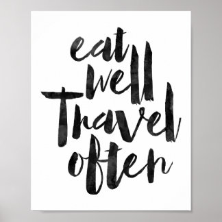 Póster Eat Well Travel a menudo