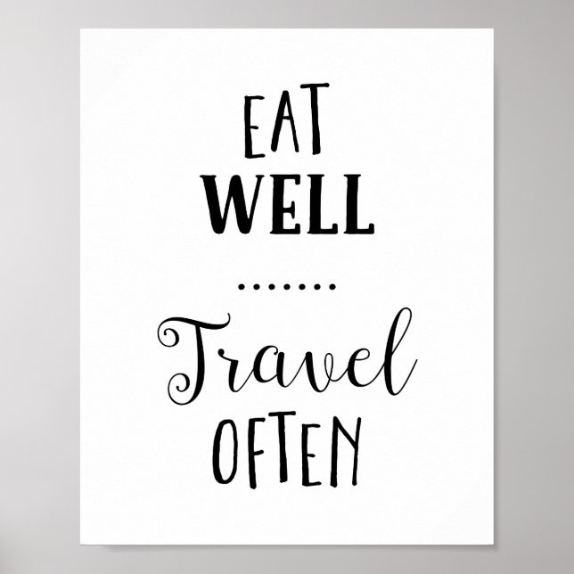 Póster Eat Well Travel (Viajes a menudo tipografía) Impri (Frente)