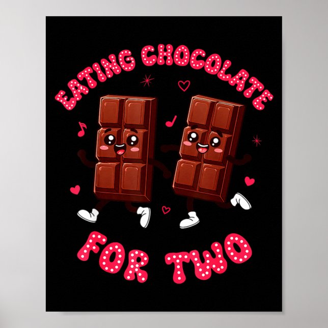 Póster Eating Chocolate For Two Pregnancy Valentines Day  (Frente)