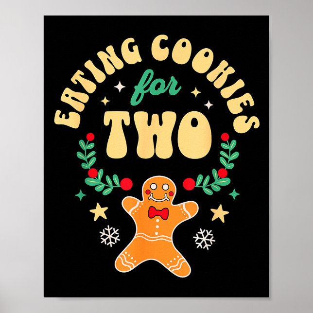 Póster Eating Christmas Cookies For Two - Pregnancy Revea (Frente)