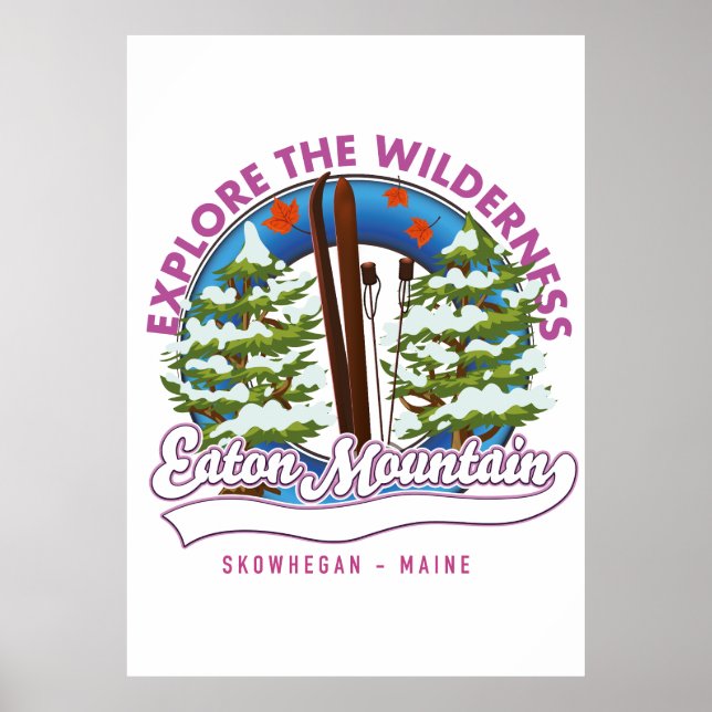 Póster Eaton Mountain Skowhegan, logo de Maine (Frente)