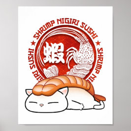 Póster Ebi Shrimp Sushi Cat