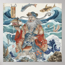 Póster Ebisu Con Tee En El Océano