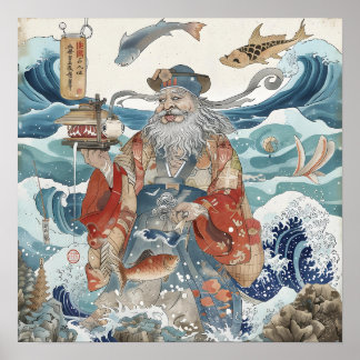 Póster Ebisu Con Tee En El Océano