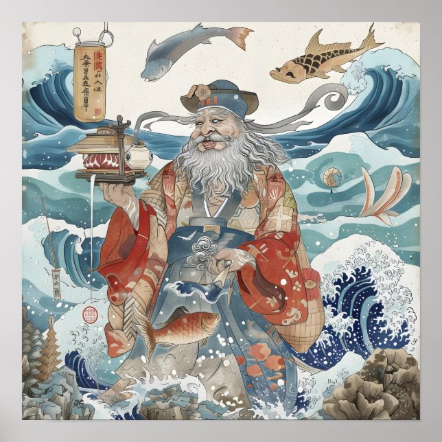 Póster Ebisu Con Tee En El Océano (Frente)