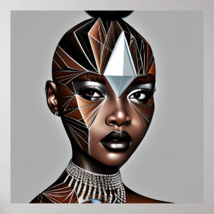 Póster Ebony Queen Auburn Brown Pelo Negro Melanin Afro