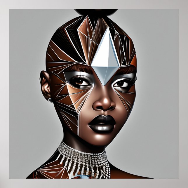 Póster Ebony Queen Auburn Brown Pelo Negro Melanin Afro (Frente)