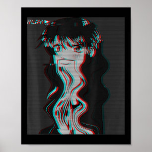 Póster Eboy Egir, Chica de anime triste estético de vapor