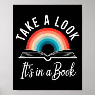 Póster Echa un vistazo en un libro retro lectura bibliófi