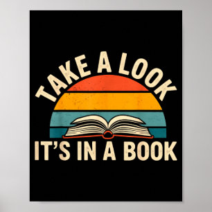 Póster Echa un vistazo en un libro retro lectura ratón de