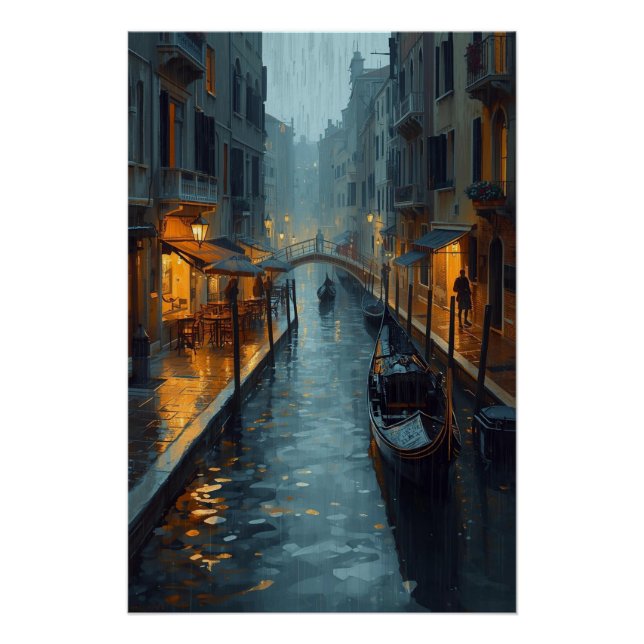 Póster Echoes in Gold – The Painted Rainy Night of Venice (Anverso)