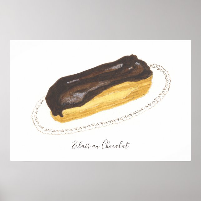 Póster Éclair au Chocolat acuarela (Frente)