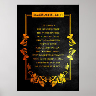 Póster Eclesiastes 12:13-14 Biblia Verse