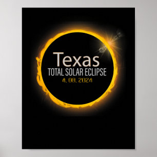 Póster Eclipse 2024 Camisa Eclipse Solar Total Texas