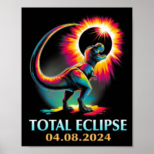 Póster Eclipse 2024 Eclipse Solar Total T Rex Dinosaur
