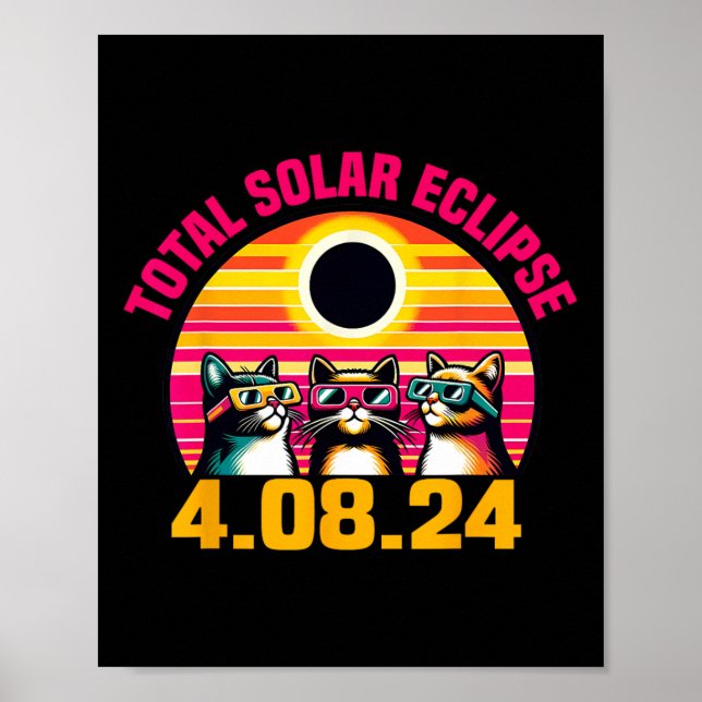 Póster Eclipse 2024 Eclipse total 8 de abril de 2024 Gles (Frente)