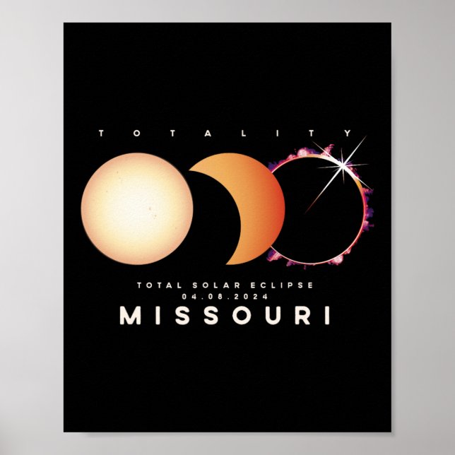 Póster Eclipse 2024 Missouri Total Eclipse Astronomy Grap (Frente)