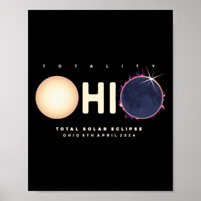 Póster Eclipse 2024 Ohio Total Eclipse Astronomy Graphic (Frente)