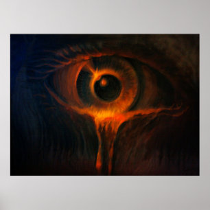Póster Eclipse de atardecer automático con lágrimas volcá