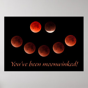 Póster Eclipse de marzo de 2026 Luna guiñando