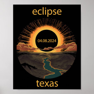 Póster Eclipse de Texas 8 de abril de 2024 04.08.2024 Sol