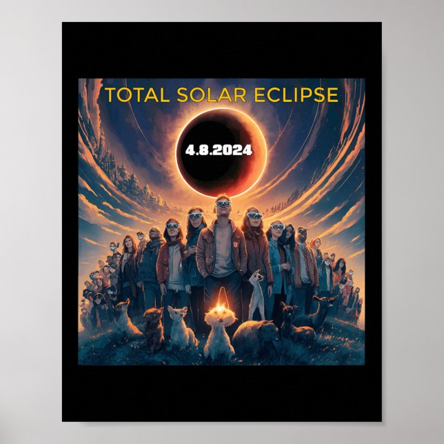 Póster Eclipse Gles Total Eclipse Solar 2024 (Frente)