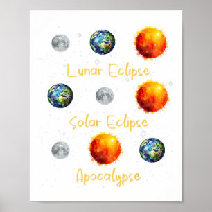 Póster Eclipse Lunar Eclipse Solar Y Apocalipsis Funny S